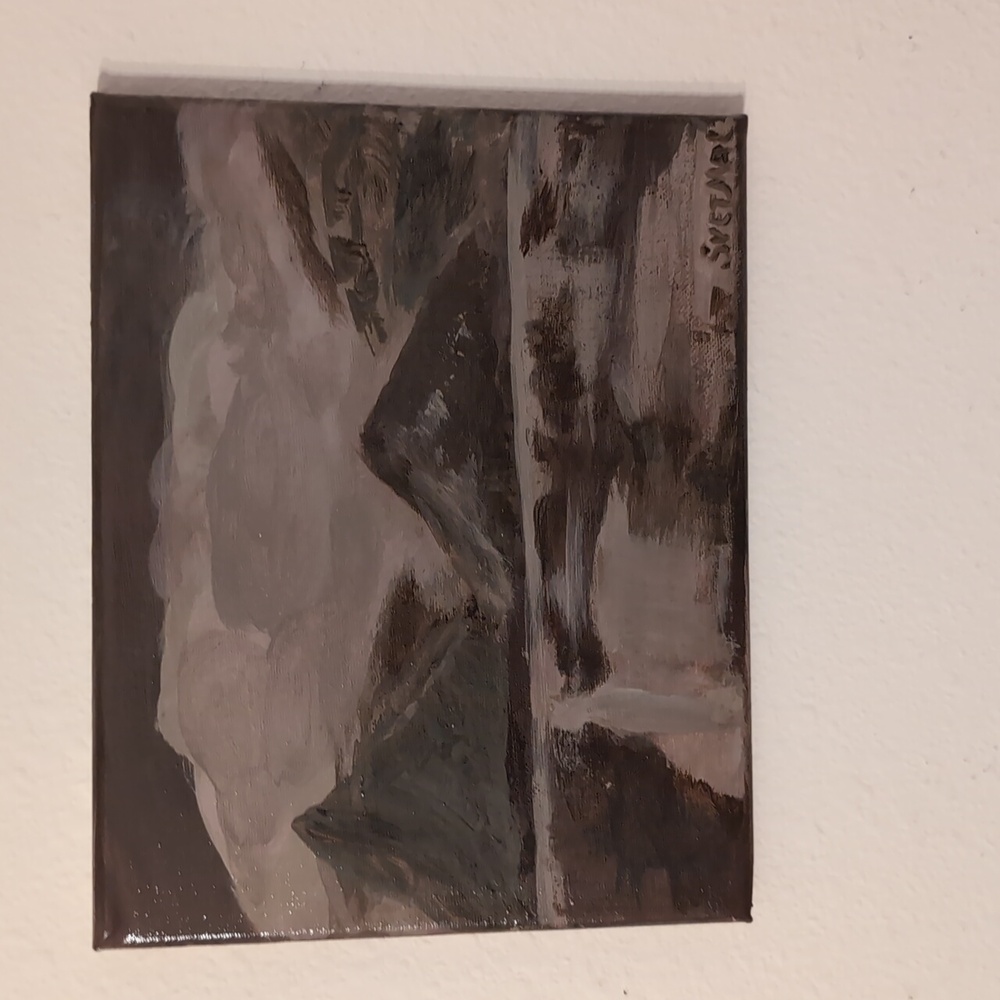 Original Acrylic Painting On Canvas: Monochrome Majesty 10"x 8" New
